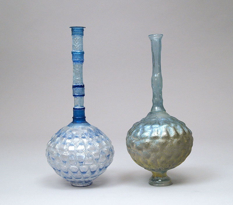 2 Blue Vessels with Long Necks